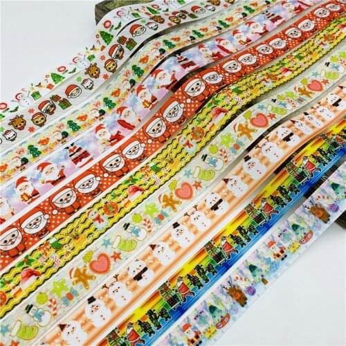5yards 25mm Grosgrain Ribbon Printing Christmas Ribbon For Handmade Christmas Decorations DIY Gift Wrapping Bows For Crafts