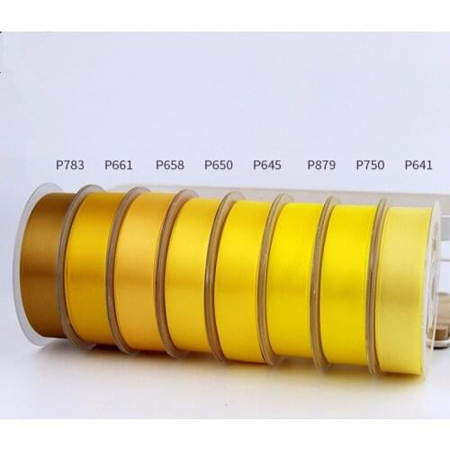 6/9/15/19/25/38/50mm100yards Single Face Satin Ribbon Yellow for Party Wedding Decora Handmade Rose Flowers Belt Top Quality