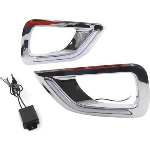 Car Flashing LED DRL Daytime Running Light Day Lights Fog Lamp Cover Turning Lights for Nissan Navara NP300 2015-2017