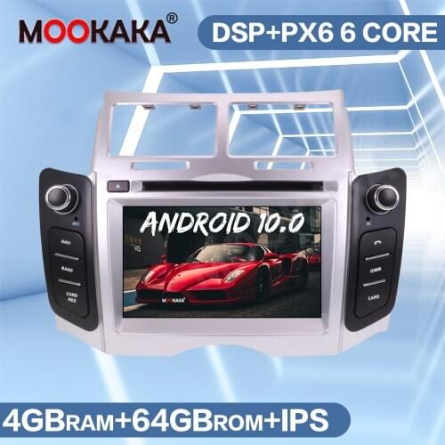 Android 10.0 PX6 4GB+64GB Car DVD Player Car Multimedia Radio GPS Navigation For Toyota Yaris 2005-2011 Head Unit Built-in DSP