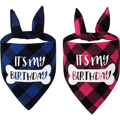 Cat Dog Bandana Bibs Happy Birthday Bandanas Dog Scarfs Triangle Bibs Adjustable Pet Neckerchief Pet Accessories