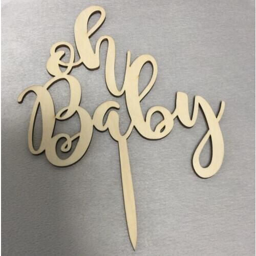 Free shipping 20 pcs Personalised Baby Shower oh baby cake Topper