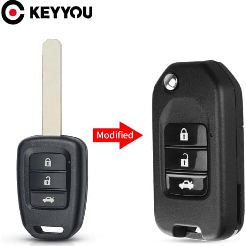 KEYYOU For Honda Civic Accord City CR-V Jazz XR-V Vezel HR-V FRV Car Remote Key Shell Case Uncut 2/3 Buttons Key Fob Replacement