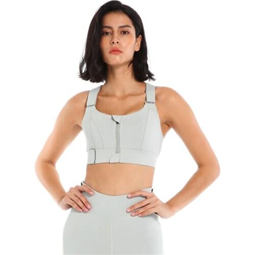 HIGHT SUPPORT Front Zipper Running Workout Sports Bra Top Women Shockproof Adjustable Strap Training Fitness Gym Brassiere S-5XL