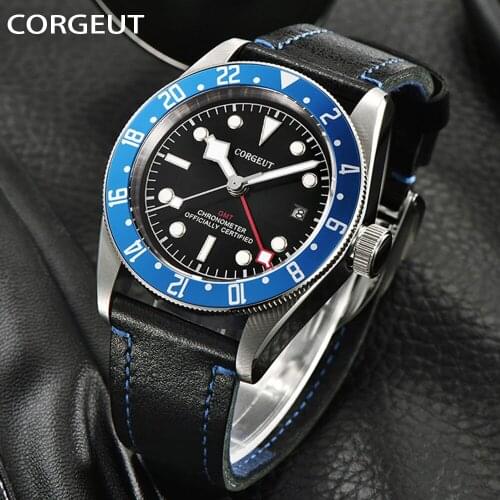 CORGEUT Top Brand Luxury Fashion Leather Mechanical Men Watches 100m Waterproof Luminous Male Wristwatches Homme Montre Clock