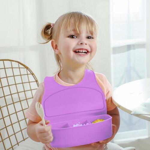 Kids Bib Lunch Box Layout Operation Conveninently Early Education Bib Bowl Children Lunch Box Multi-purpose Bib for Children