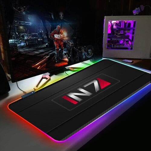 Design DIY Effect N7 Game Logo Gaming Large Locking Edge RGB LED Mousepad Gamer Mouse Mat Game Computer Padmouse Laptop Play Mat