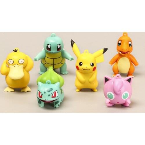 6Pieces/Lot 5.5cm Pikachu Charmander Bulbasaur Psyduck PVC Action Figure Pokemon For Kids Children Gifts