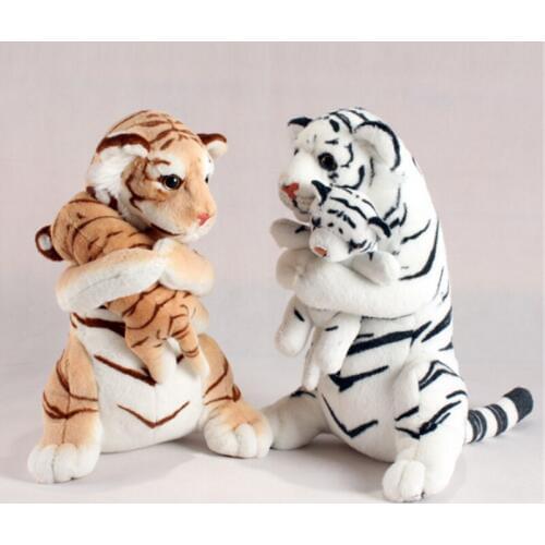 Fancytrader 48cm Hot Big Soft Plush Simulated Animal Tiger Plush Doll 19'' Stuffed Cartoon Mom and Baby Tiger Toy Kids Gift