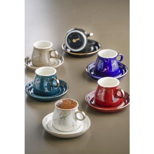 Lightning Porcelain Coffee Cup Pad 6'lı 6 Pcs Coffee cup 6 Pcs Coffee Plate