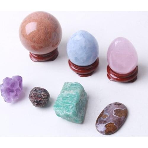 Crystal Ball and Egg Shape Mineral Rough Stone Gem Accessories Home Office Decoration Gift