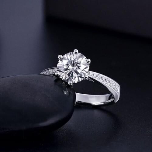 9k White Gold Ring 1ct 2ct 3ct Moissanite Single Row Diamond Ring Round Brilliant Cut Engagement Ring Anniversary Ring