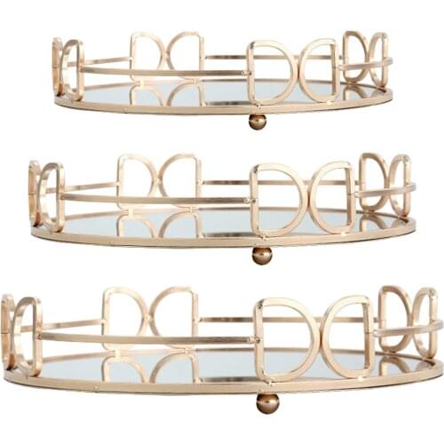 Round Mirror Serving Tray Storage Tray Nordic Style Home Decoration Rack Storage Tray Container Storage Box