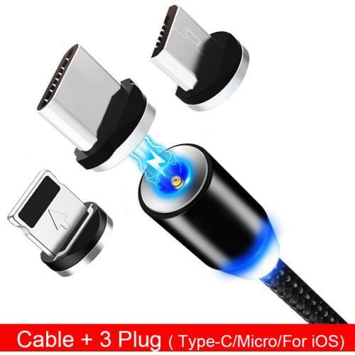 3 in 1 Magnetic Cable For iPhone USB Type C Micro USB Mobile Phone Cable Magnet Chager Phone Cords Type-C Android Cable