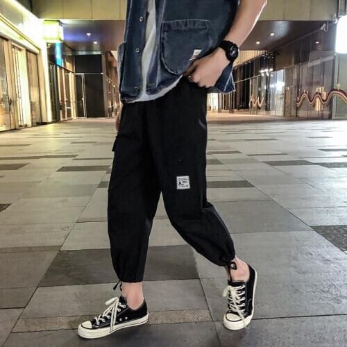 2020 Men Multi-pocket Elastic Waist Design Harem Pant Street Punk Hip Hop Red Casual Trousers Joggers Male Army Cargo Pants 3XL