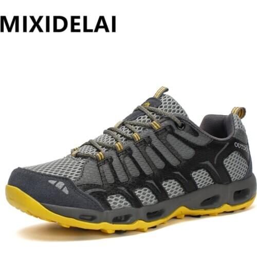 Leather Men Casual Shoes Male Summer Shoes Mesh Breathable Men Sneakers Rubber Sole Mens Hiking Shoes Outdoor Zapatos De Hombre