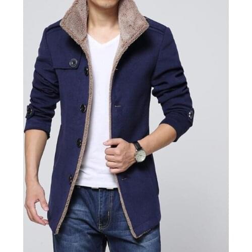 Winter New Men Coat Fashion Fleece Lined Thick Warm Woolen Coats Autumn Overcoat Male Wool Blend Jackets Mens Brand Clothing
