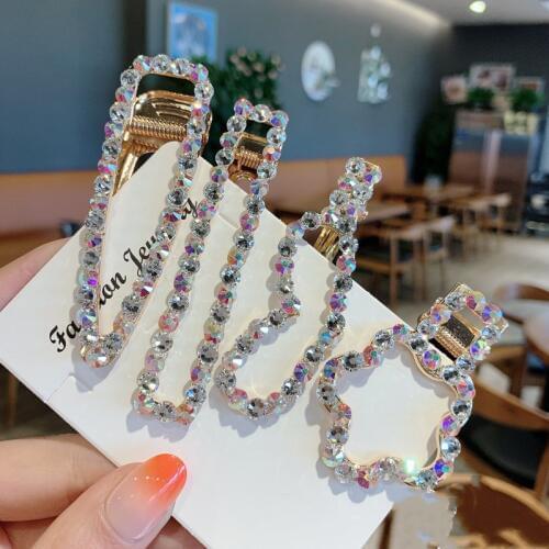 New Super Flash Full Rhinestone Colorful Hairpins Crystal Pearl Cute Barrettes For Girl Women HairClips Hair Accessories
