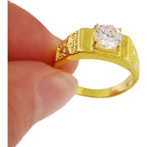 Top Quality Yellow Gold CZ Wedding Ring 24K Gold Color Classical Elgant Jewelry R023