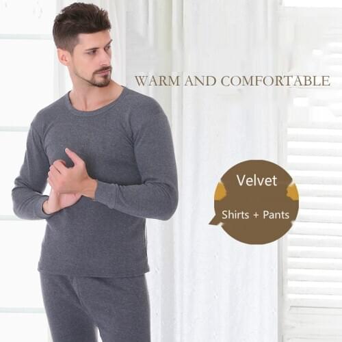 Autumn Winter Mens Thermal Underwear Suits Brushed Thick Keep Warm Bottoms Fleece Long Johns Underpants Undershirts Set