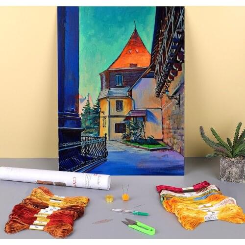 Landscape Lviv Printed 11CT Cross-Stitch Embroidery Kit DMC Threads Hobby Handiwork Handmade Handicraft Needle Promotions