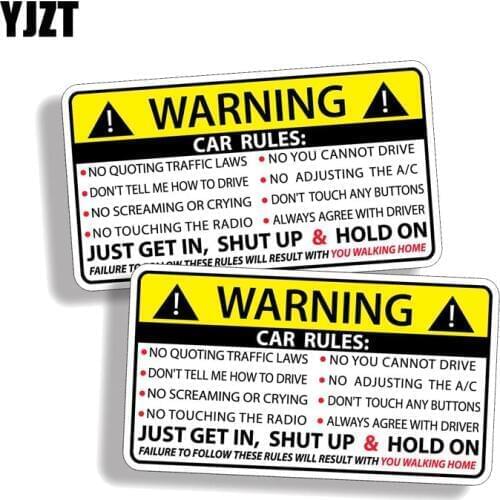 YJZT 2X 10.2CM*5.7CM Car Safety Warning Rules Decal PVC Car Sticker 12-0585