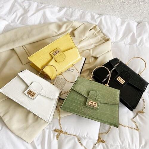 Womens Bag Luxury Designer Fashion Alligator Pattern Solid Color Shoulder Crossbody Bag Ladies PU Leather Small Flap Handbags