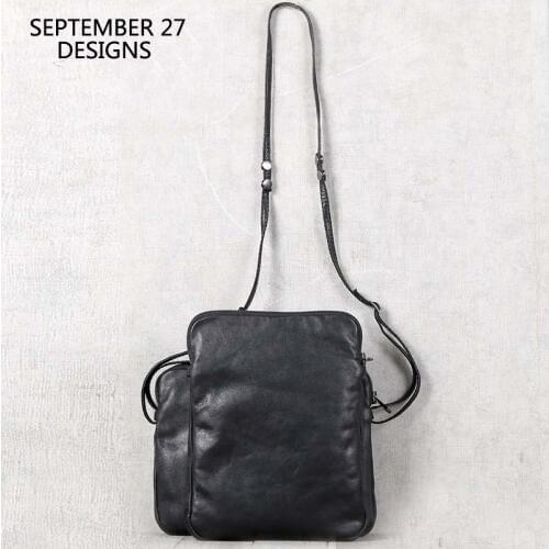 New Fashion Mini Messenger Bag Male Genuine Leather Luxury Handmade Mens Crossbody Shoulder Handbag Small Satchel Hand Bags