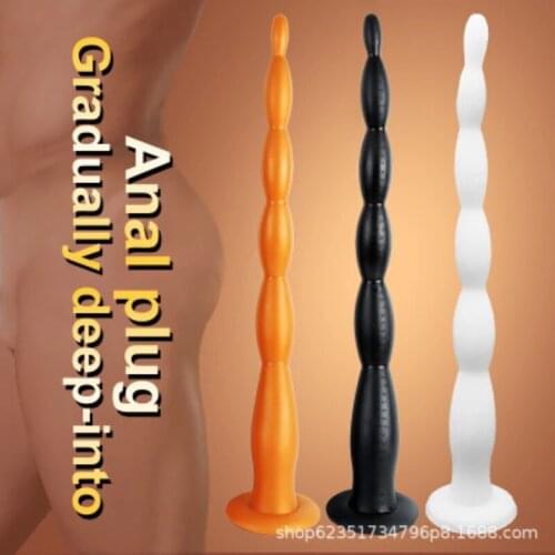 Super Long Anal Beads Silicone Butt Plug Soft With Suction Cup G Spot Anal Dildo Women Masturbator Butt Plug Sex Toy Woman Men