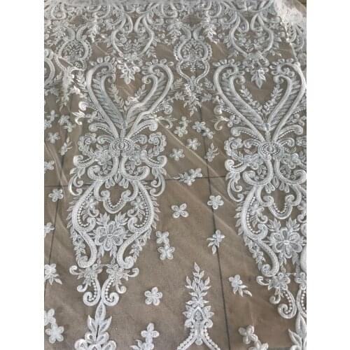 Beaded Lace Fabric African Lace Fabric ZH-766810 High Quality embroidered lace for Party