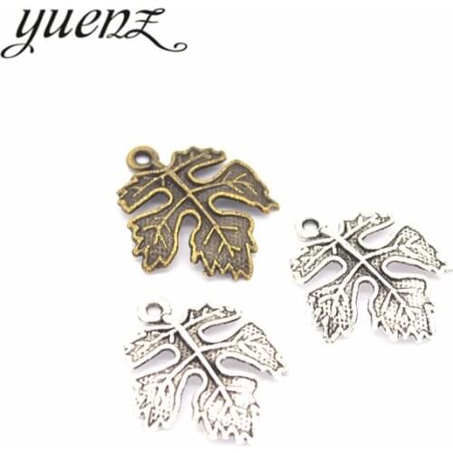 YuenZ 25pcs 2 colour Antique silver color tree leaf Charms Plated Pendants Jewelry Making DIY Handmade Craft 20*16mm Q311