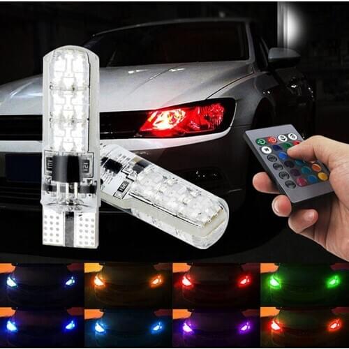 1 SET 5050 SMD RGB LED T10 194 168 W5W Motorcycle Wedge Light Clearance Lights 16 Color LED Light Bulb with Remote Control