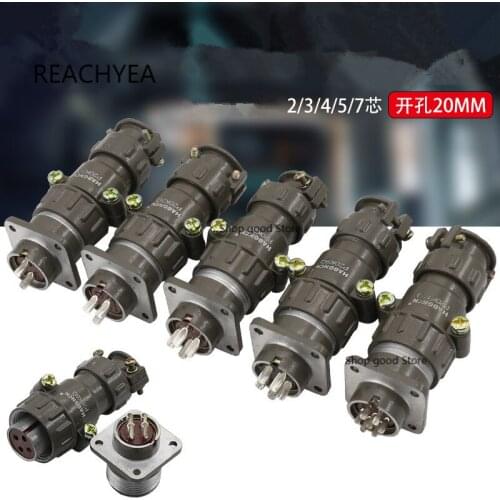 1PCS Aviation Connector Plug P series circular connector 2/3/4/5/7 pin 20mm Hole