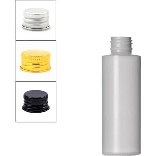 120ml empty plastic soft bottle , natural-colored HDPE cylinder round with gold/silver Aluminum screw caps X5