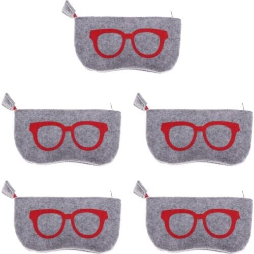 2 Colors 5pcs Soft Felt Sunglasses Eyeglasses Glasses Pouch Case Bags