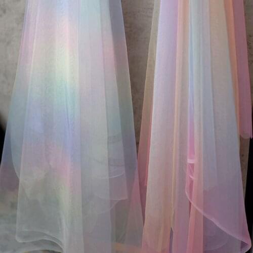 2Meters Rainbow Gradient Tulle Mesh Lace Fabric DIY Tutu Skirt Princess Dress Wedding Party Decor Designer Mesh Fabric