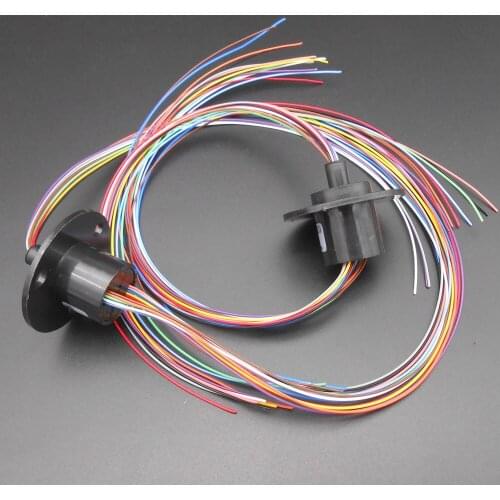2Pcs X 12 Lead Wires 250Rpm 22mm 2A Per Circuits Small Capsule Slip Ring 1000M/500VDC 220V/AC Engineering Plastics 360 Degrees