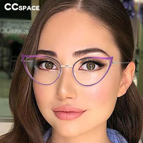 53445 Sexy Women Cat Eye Anti Blue Light Metal Optical Glasses Frames Lady Fashion Computer Eyeglasses