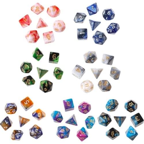 7pcs/Set Acrylic Polyhedral Dice For TRPG Board Game Dungeons And Dragons D4-D20