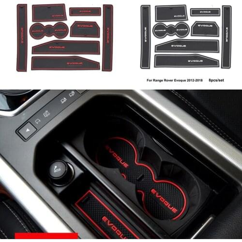 8pcs For Range Rover Evoque 2012-2018 2020 2021 Door Groove Mat Non-Slip Rubber Interior Car Door Armrest Storage Panel Mat