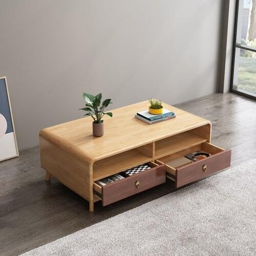 Wooden Solf Corner Long Desk Top Coffee Table Two Drawer TV set Table Large Capacity Tea Table レセプション？テーブル
