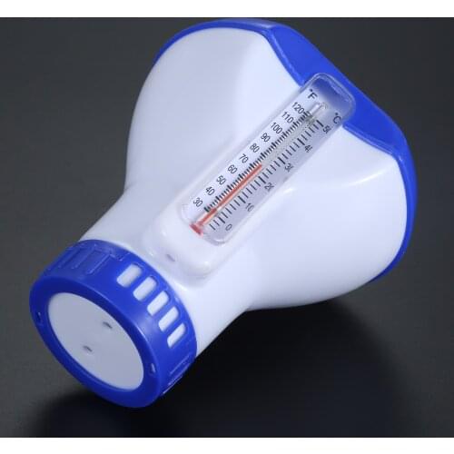 Swimming Pool Chlorine Tablet Dispenser Chemical Floater Bromine Dispenser Spa Pond Applicator +Thermometer Adjustable Outlet