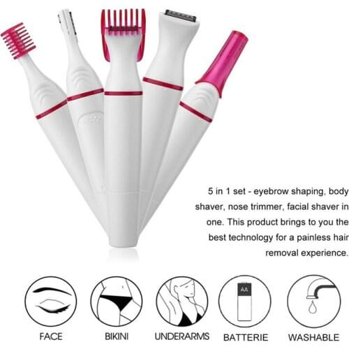 5 In 1 Women Hair Removal Shaver Female Electric Shaving Machine Mini Trimmer Razor Bikini Trimmer for Eyebrow Face Underarm