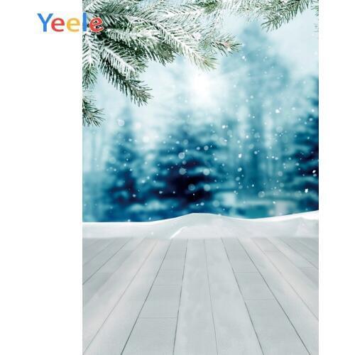 Yeele Wood Nature Winter Fallen Snow Glitter Tree Photography Backdrops Personalized Photographic Backgrounds For Photo Studio