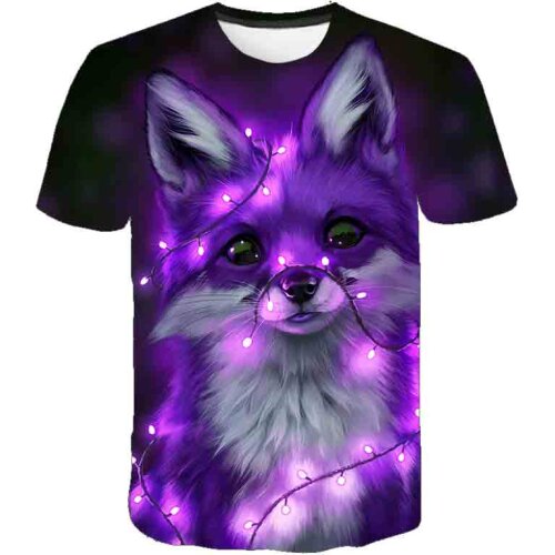 3D kids funny animal fox T-shirt harajuku T-shirt mens and womens T-shirt fashion summer top hip hop T-shirt streetwear