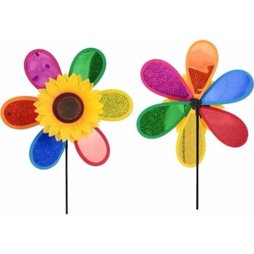 Hot Sale 1PCS Sunflower Camping Windmill Pinwheel Home Garden Outdoor Yard Decoration Kids Toy New Arrival