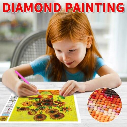 Diy Diamond Painting Cross Stitch Icon Crystal Diamond Gift Mosaic True Diamond Embroidery Rhinestones Sunflowers Van Gogh
