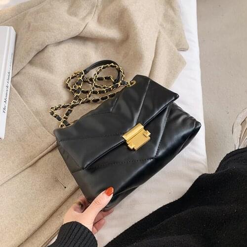 Small Square Bags For Women Messenger Bag 2021 Chains Girls Handbag Casual Wild Lady Shoulder Bag Cross Body Female Bag Black