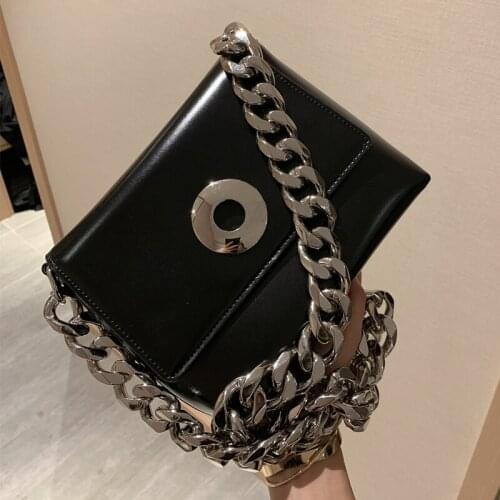 Fashion Wide Chain women Crossbody bags PU Leather Small Messenger Bag female sling bags All Match black bolsa feminine handbag