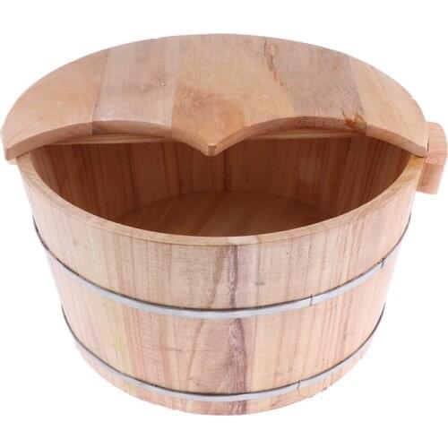 Natural Durable Wood Foot Soaker Bath Water Wash Barrel Soaking Solid Feet Spa Bucket Tub Basin Washing Bowl